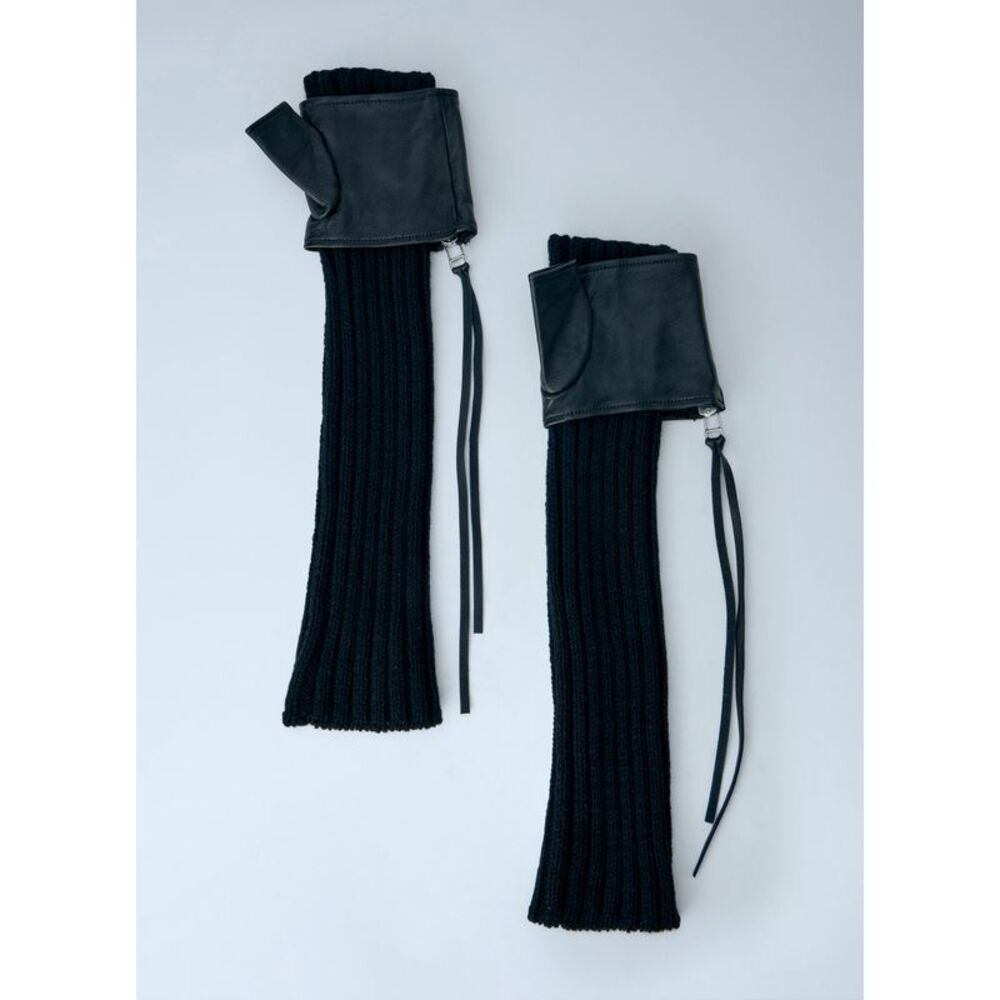 Yohji Yamamoto Women Long Ribbed Leather Gloves